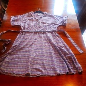 Plaid dress with bow belt